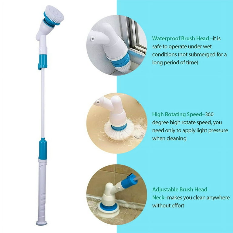 Electric Spin Scrubber 360 Cordless Bathroom Cleaning Brush With 4  Replaceable Scrubber Brush Heads Extension Handle For Tub, Tile, Wall,  Bathroom - Dover Mart