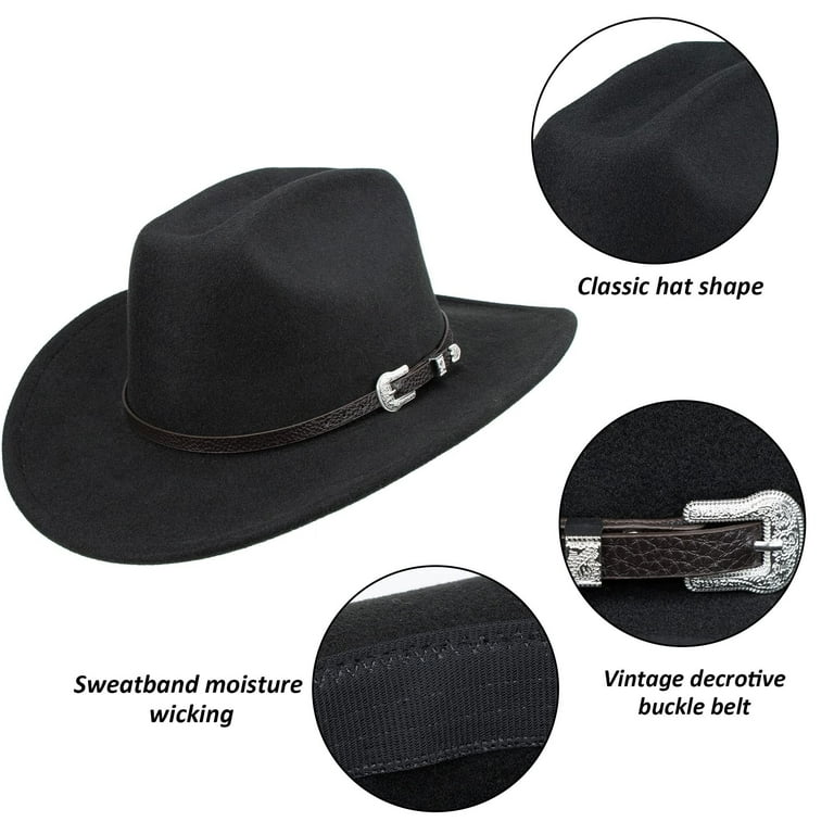 ZZ Classic Western Felt Cowboy Cowgirl Hat for Women Men  display picture 1