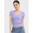 thumbnail image 4 of Women's Scoop Neck Short Sleeve T Shirt Slim Fit Sexy Tops, 4 of 6
