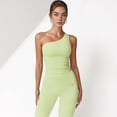 thumbnail image 2 of Women's One Shoulder Cropped Active Tank Top with Asymmetrical Neckline - Medium, Green, 2 of 7