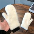 thumbnail image 4 of Faux Furs Mittens Winter Gloves for Women Thick Cotton Lined Warm Winter Gloves for Women Girl Birthday Christmas Gift, 4 of 18