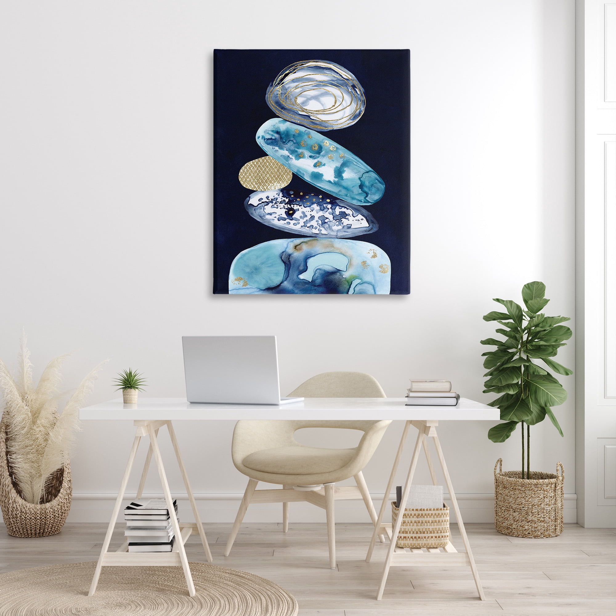 Stupell Industries Patterned Stacked Pebbles Landscape Painting Gallery Wrapped Canvas Art Print Wall Art, 36 x 48