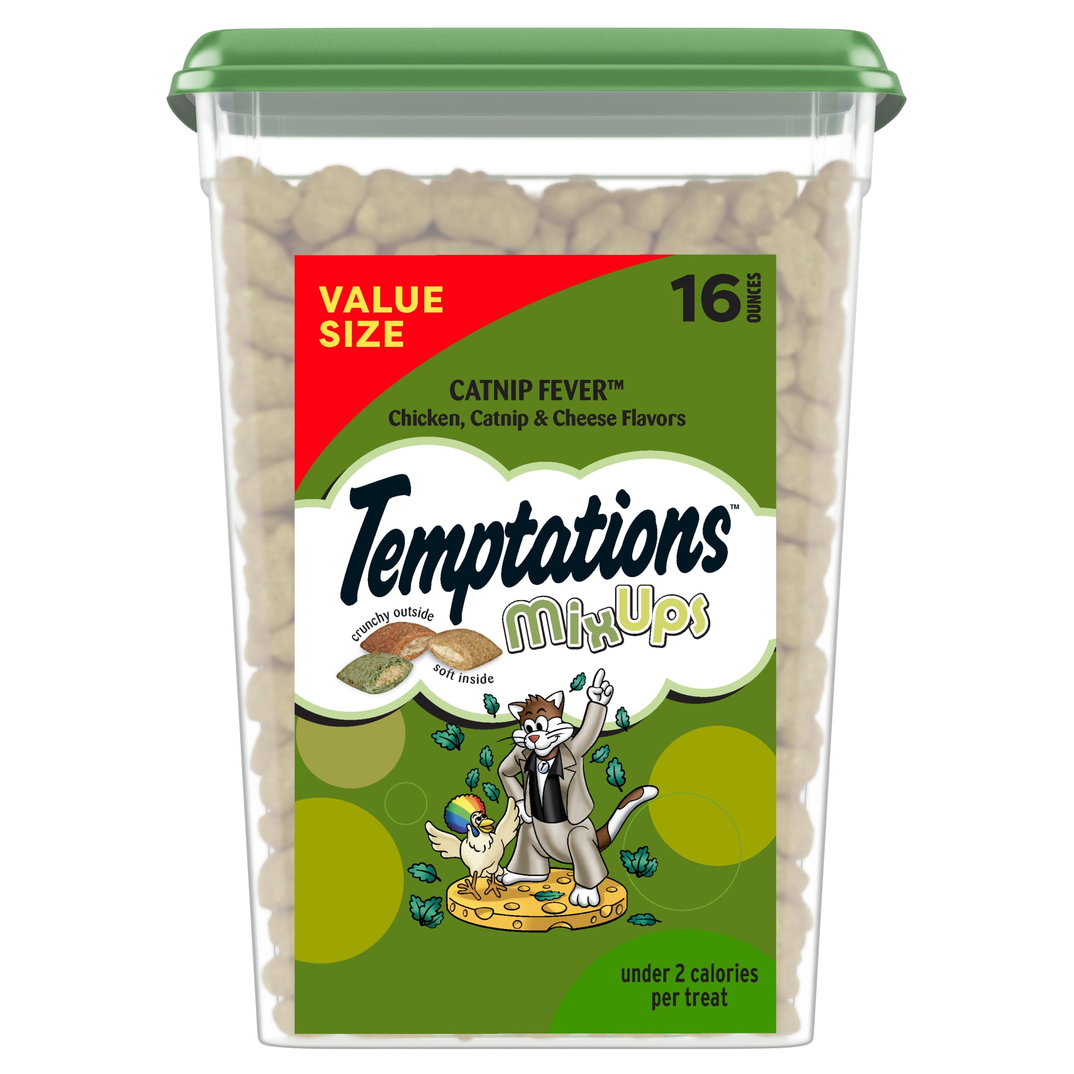 (4 pack) Temptations Mixups Catnip Fever Flavor Crunchy And Soft Treats For Cats, 16 Oz Tub