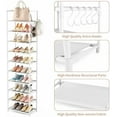 thumbnail image 4 of 10 Tiers Tall Shoe Rack 20-25 Pairs Boots Organizer Storage Sturdy Narrow Shoe Shelf for Entryway, Closets with Hooks, White, 4 of 7