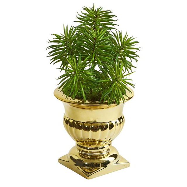 Nearly Natural 8701 Spiky Succulent Artificial Plant in Gold Urn
