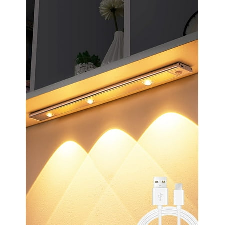 

FERSWE Under Cabinet Lights LED Motion Sensor Light Indoor USB Rechargeable Closet Light 3 Light Modes Stepless Dimming Hill Light Wireless Night Lights for Closet Cabinet Kitchen Wardrobe