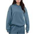 thumbnail image 3 of Frostluinai Womens Hoodies with Hidden Pocket Crew Neck Oversized Fleece Pullover Long Sleeve Solid Drop Shoulder Sweatshirts, 3 of 10