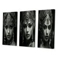 thumbnail image 3 of Designart "Vintage Boho Queen Retro Glamour II" Woman Fashion Photography Wall Art Set Of 3 - Glam Black Canvas Set For Living Room Decor, 3 of 6