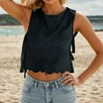 thumbnail image 2 of Gyexs Embroidery Flower Tank Tops for Women Y2K Sleeveless Square Neck Tie Up Cropped Vest Summer Outdoors Wear Blouses (Black, S), 2 of 6
