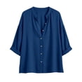 thumbnail image 7 of QASIEATN Women's Casual V Neck Button 3/4 Sleeve Linen Blouse Loose Fit Solid Color Tops for Summer Fall Fashion Outfits for Women, 7 of 7
