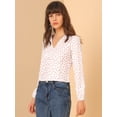 thumbnail image 2 of INSPIRE CHIC Blusa de manga larga con cuello en V dulce y estampado de corazón para mujer blanco XL, 2 of 6