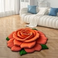 thumbnail image 5 of Rug 3 D Flower Mat Soft Carpet Non-Slip Area Carpet Dining Room Home Bedroom Carpet Floor Washable Rug Orange 60x60cm, 5 of 6