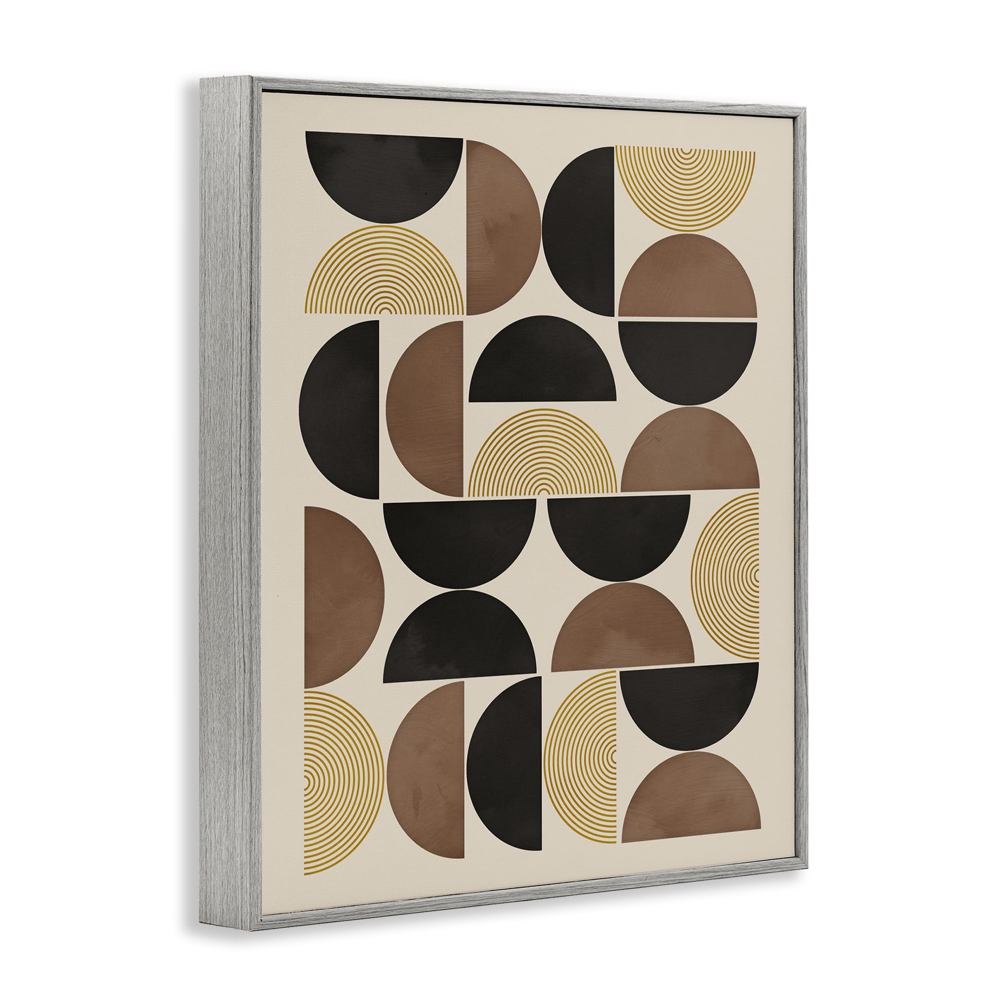 Stupell Industries Midcentury Neutral Geometric Abstract Painting Gray Framed Art Print Wall Art, 24 x 30