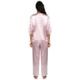 thumbnail image 7 of Women's Summer Satin Pajama Set Short Sleeve V Neck T-shirt with Long Pants 2 Piece Sleepwear Loungewear Pjs Set Soft PJs, S-2XL, 7 of 7