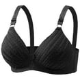 thumbnail image 4 of Fatuov Women's Wirefree Bras Plus Size Push Up Embroidery Full Coverage Soft Daily Bras for Casual Seamless Lace T-Shirt Bras, 3-Pack, Black, 36B, 4 of 4
