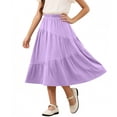 thumbnail image 2 of Miluxas Girl's Boho Maxi Skirt with Pockets - Elastic High Waist Flowy Tiered A-Line Long Skirts for Summer Vacation Purple 4-5 Years, 2 of 7