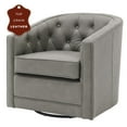 thumbnail image 2 of Walsh Top Grain Leather Swivel Chair Grey, 2 of 5