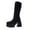 Black, variant on Wyzesi White Boots Women Heel Autumn New foreign Trade Flying Weaving Elastic Socks Boots Thick Bottom Round Head Mid Barrel European and America Fashion Elastic Women's Boots Winter Boots for Women