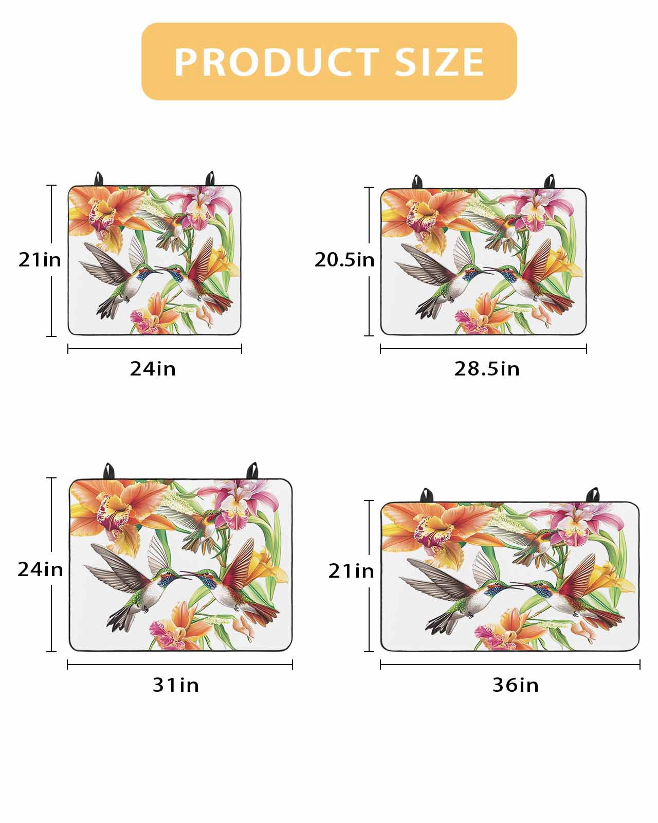 nqOlkjepod Large Induction Cooktop Protector Mat 36"x21", Orange Floral Stove Top Covers for Electric Stove, Spring Kingfisher Watercolor Retro Art Stove Burner Cover Mats, Glass Top Stove Cover