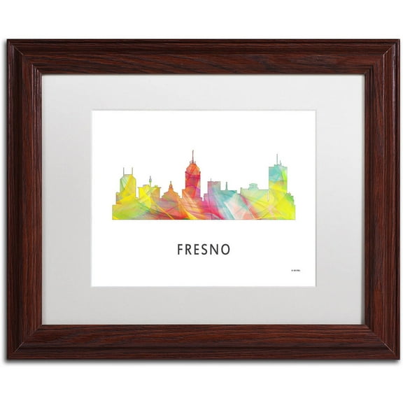 Trademark Fine Art 'Fresno California Skyline WB-1' Canvas Art by Marlene Watson, White Matte, Wood Frame