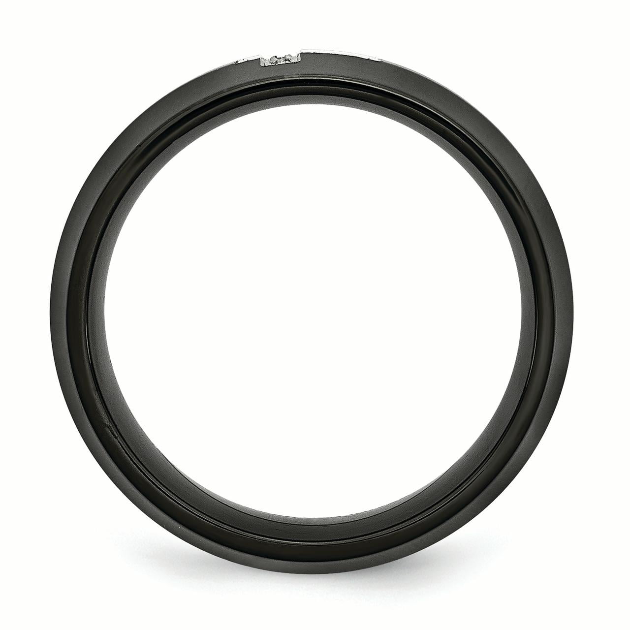 Stainless Steel Black IP-plated w/Diamond Cross Ring