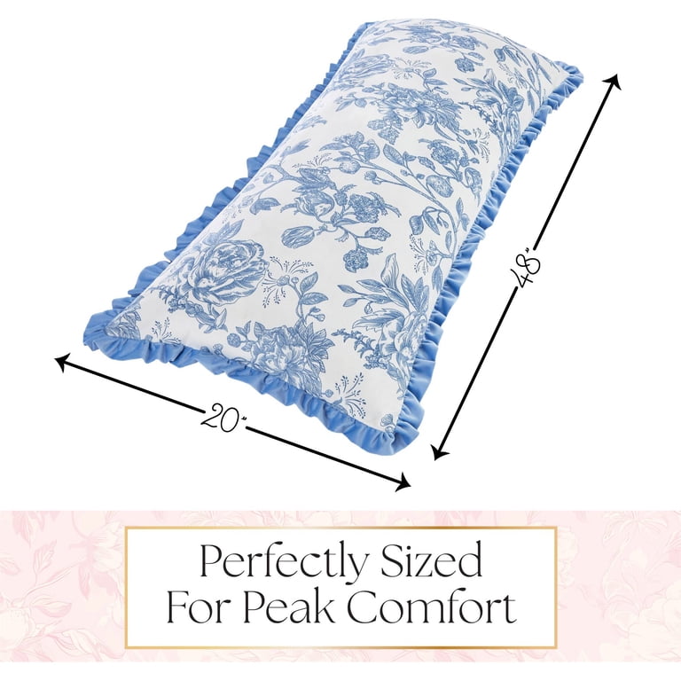Urban Shop Petals and Pearls Mink Ruffle Body Pillow, Blue photo 3