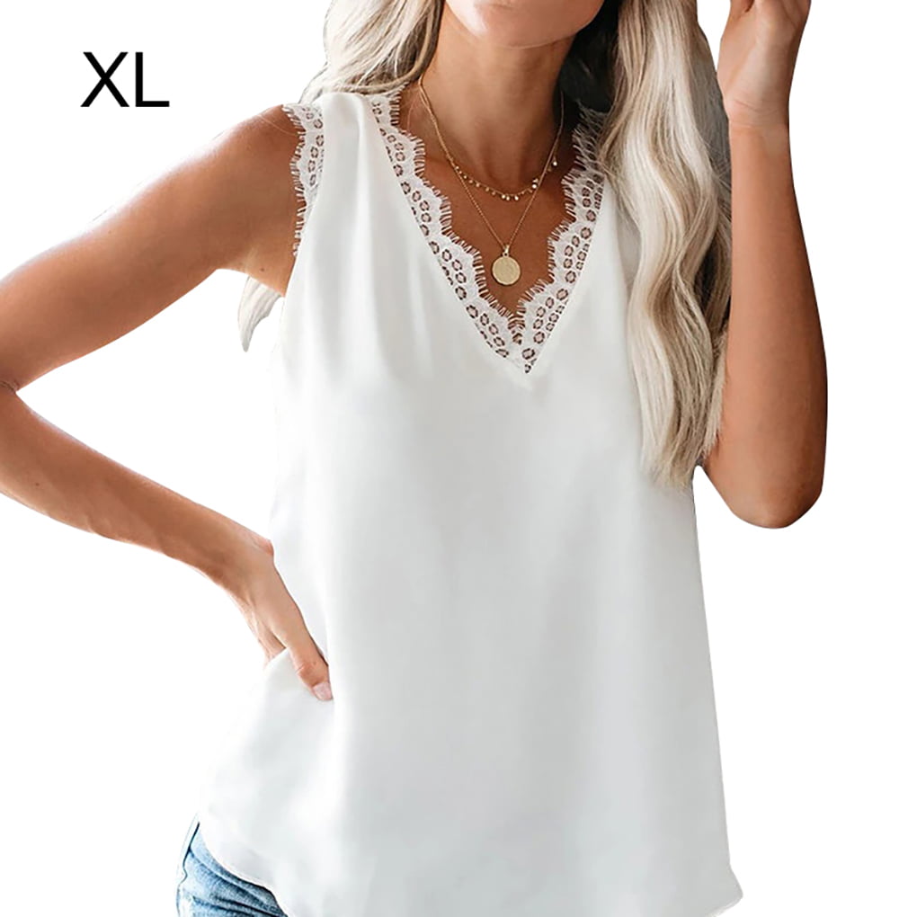 Astylish Womens Lace Top V Neck Short Sleeves Casual Blouses 