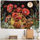 thumbnail image 3 of Tapiz floral de calavera, tapiz de esqueleto de flores, tapiz de jardín de luna, tapiz de plantas de hongos, tapiz vintage trippy para colgar en la pared para habitación (51,2 59., 3 of 4