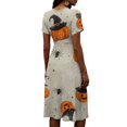 thumbnail image 5 of Womens Halloween Dresses Witch Hat Ghost V Neck Horror Dresses Bat Spider Webeb Short Sleeve Funny Midi Dresses, 2XL, 5 of 5