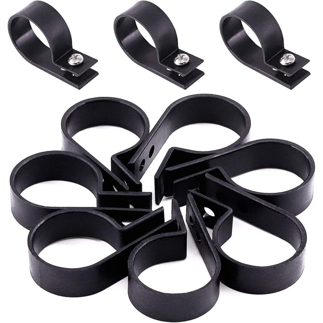 60 abrazaderas de plástico para cables tipo R, con tornillos para la gestión de cables y conductos (1/2 pulgada, negras)