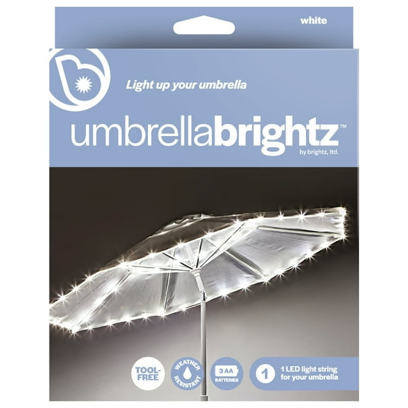 Brightz UmbrellaBrightz White LED Patio Umbrella Lights, 26 ft, 50 LEDs