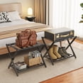 thumbnail image 5 of BAMBOOHOMIE Bamboo Luggage Rack for Guest Room, Wide Suitcase Stand with Storage Shelf, Folding Luggage Stand Holder for Bedroom Hotel Suitcases, Black, 5 of 8