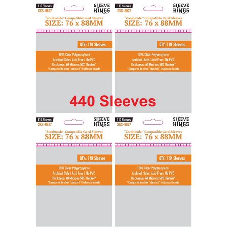 Sleeve Kings Pochettes Compatibles Zombicide 76 X 88 mm (4X110 Pack 440 Pochettes)