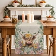 thumbnail image 4 of Spring Cow Floral Cotton Linen Table Runner for Dining Kitchen, Green Eucalyptus Leaves Linen Wedding Outdoor Party Tablerunners Decoration, Dresser Scarf Coffee Tablecloth Runners 13x36 Inches, 4 of 9