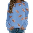 thumbnail image 2 of Kelon Game Day Women Crew Neck Pullover Sweatshirt Football Print Graphic Shirts Lightweight Fashion Tops Casual Daily Loose Fit Going Out Clothing, M, 2 of 4