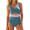 thumbnail image 2 of Yammkia Maillots de Bain une Pièce pour Femmes Maillot de Bain une Pièce pour Femmes Modeste Contrôle du Ventre Maillot de Bain Robe de Bain à devant Torsadé 2026 (Bleu, M), 2 of 8