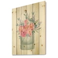 thumbnail image 2 of Designart 'Pink Roses With Gift Box' Farmhouse Print on Natural Pine Wood, 2 of 5