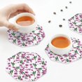 thumbnail image 6 of Bingfone Vintage Orchids Flowers Leather Drinks Coasters with Set of 6,Suitable for Home Kitchen,Coffee Cup Coasters Home Gift, 6 of 7