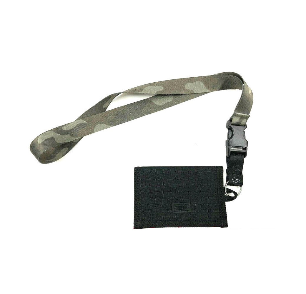 Victoria's Secret Pink Lanyard Bifold Wallet Mesh Black Camo Strap New