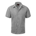 thumbnail image 2 of Guayabera Men's Cuban Beach Wedding Short Sleeve Casual Dress Shirt Grey XL, 2 of 2