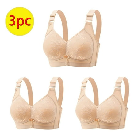 GERsome Women s Bras V Neck Seamless Wireless Comfortable Everyday Bra Full Coverage Push Up Bra Comfortable Underwear Pack of 3 Assorted Color Beige L
