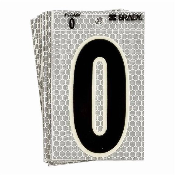 Brady Ultra Reflective Numbers,0,6 In. H,PK10 3020-0