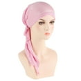 thumbnail image 2 of Caywon Women Muslim Indian Turban Pleated Glitter Shiny Bonnet Chemo Cap Hijab Hair Loss Hat Cover Headscarf Wrap Caps(Pink,One Size), 2 of 2