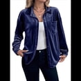 thumbnail image 2 of Cárdigan de Terciopelo de Larga de Invierno para Mujer, Blusa Informal con Botones, Blusas para Mujer Azul Real L, 2 of 10