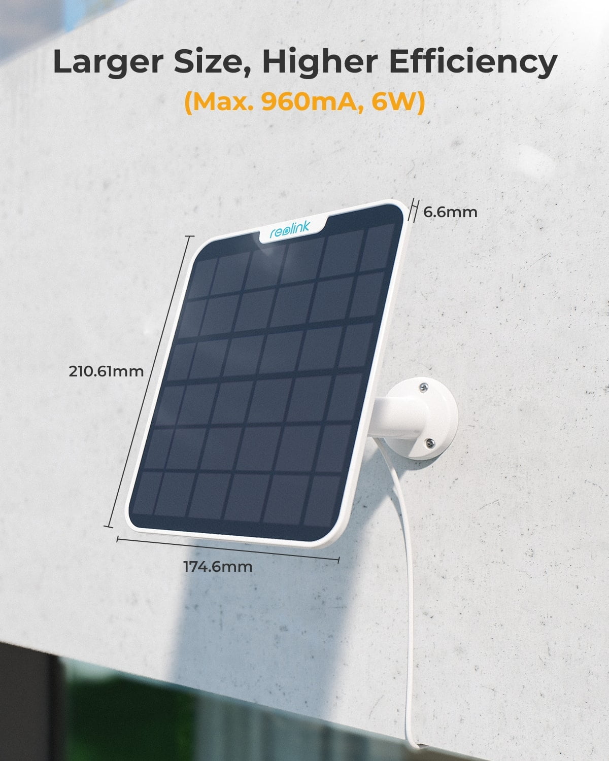REOLINK 6W Solar Panel Non-Stop Solar Power for Wireless Battery Camera Outdoor (White)