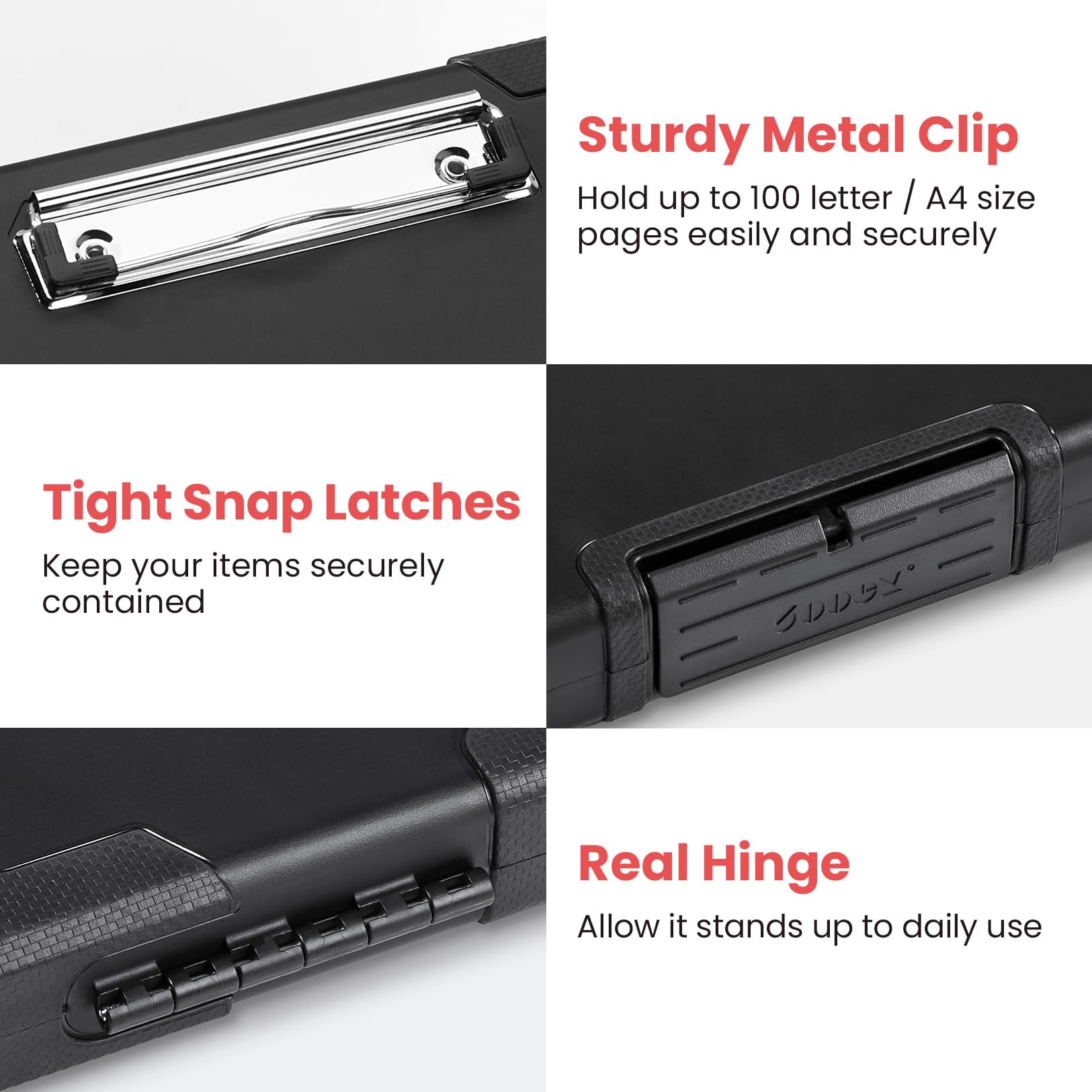 Toughest Clipboard With Storage  Internal Pen Pouch Included Letter/ A4 Size Shockproof Heavy Duty Plastic Clip Boards 8.5x11" High Capacity Clipboards Box Case For Contractor Trucker Driver