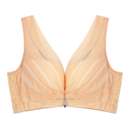 

Spdoo Womens Plus Size Bra Full Figure Seamless Wirefree Bra Beige 38C