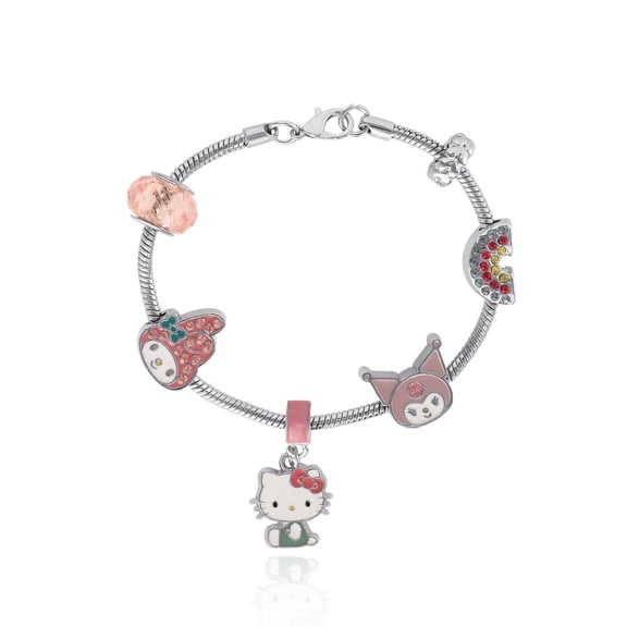 SALLY ROSE Hello Kitty Charm Bracelet for Women, 7" Fashion Sanrio Bracelet with 6 Unique Charms Official License