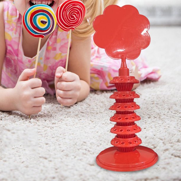 Soporte desmontable para paletas Pantalla de mesa de dulces de múltiples capas Agujero redondo Decorativo Enchufable Durable para fiesta Tienda de Rojo perfecl Titular de la piruleta
