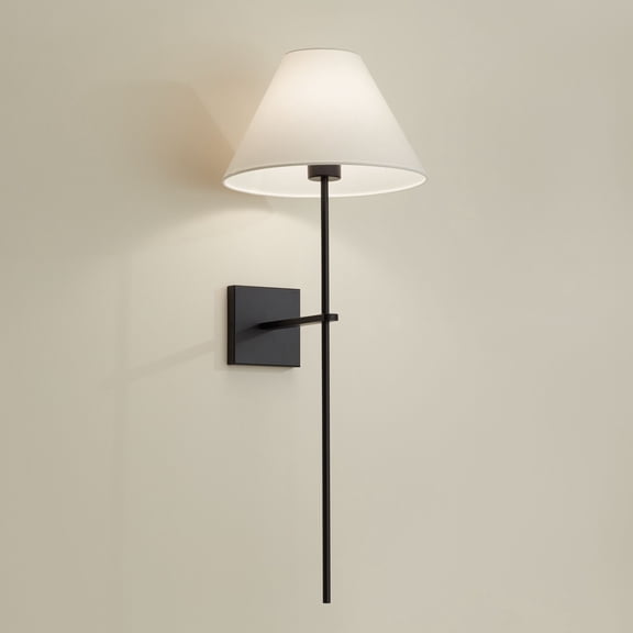 Possini Euro Design Possini Euro Ayla 32" High Black and White Linen Wall Sconce